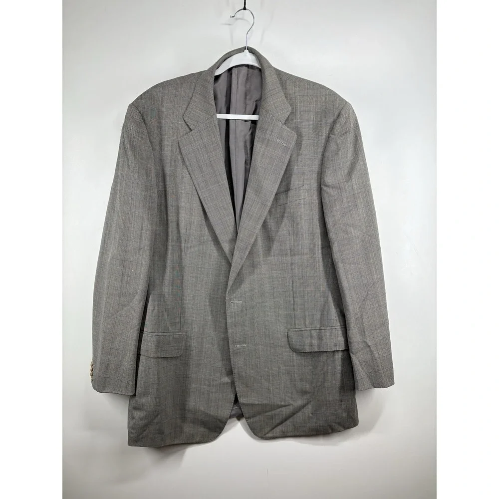 Ermenegildo Zegna Wilkes Bashford Wool Plaid Gray Bla/wh Sport Coat Blazer 56